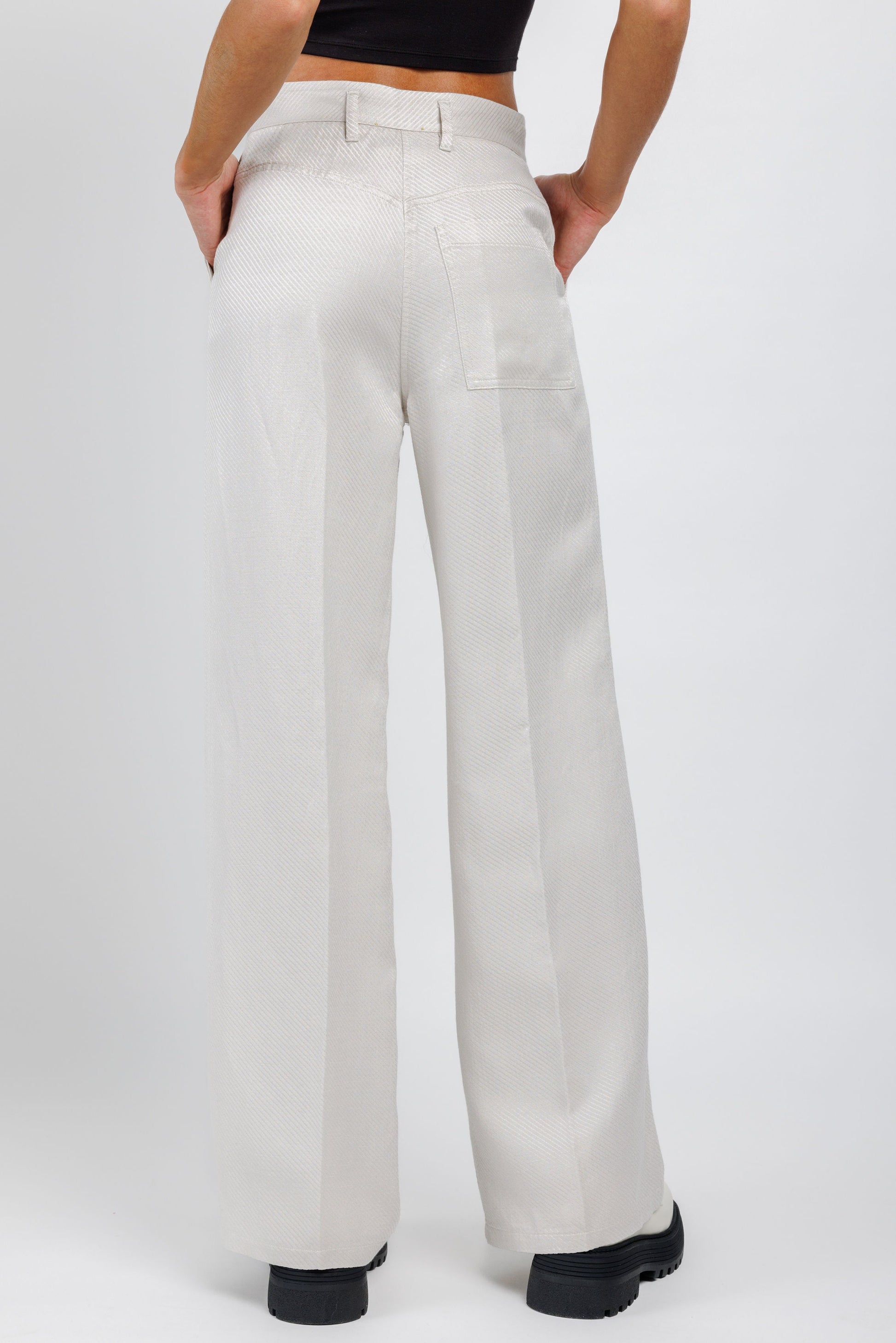 FORTE FORTE Diagonal Wide Leg Pant in Perla
