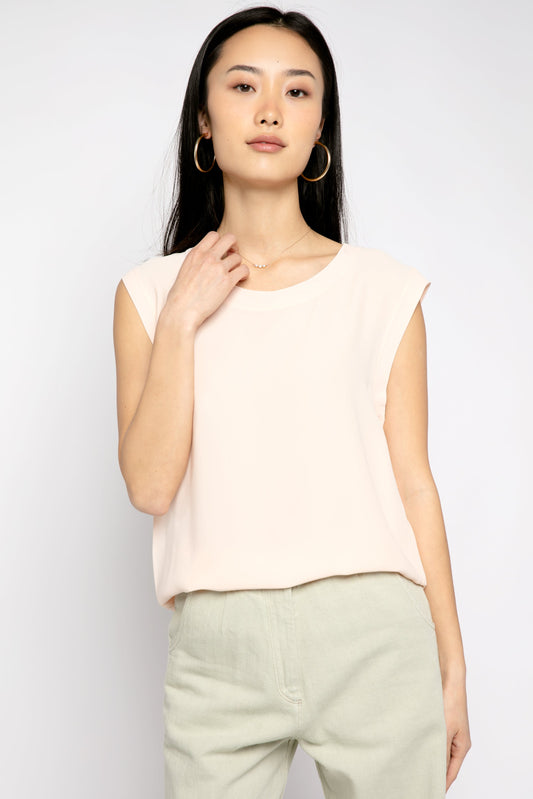 FORTE FORTE Georgette Viscose Tank Top in Cream