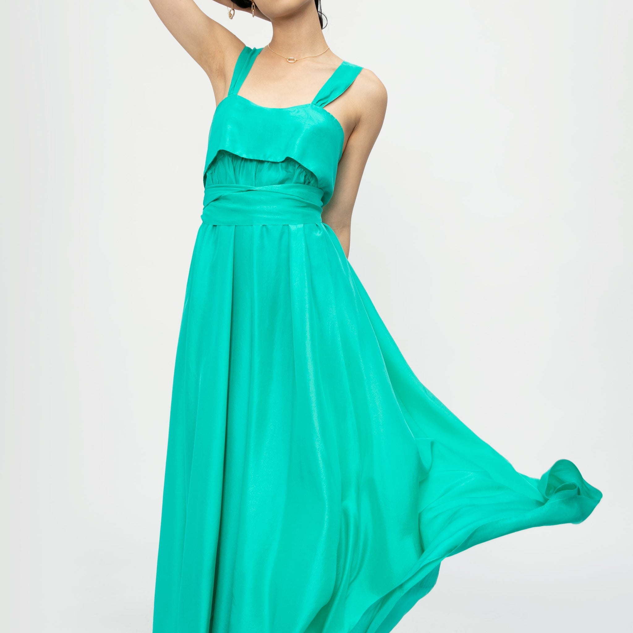 FORTE FORTE Habotai Silk Dress in Seafoam