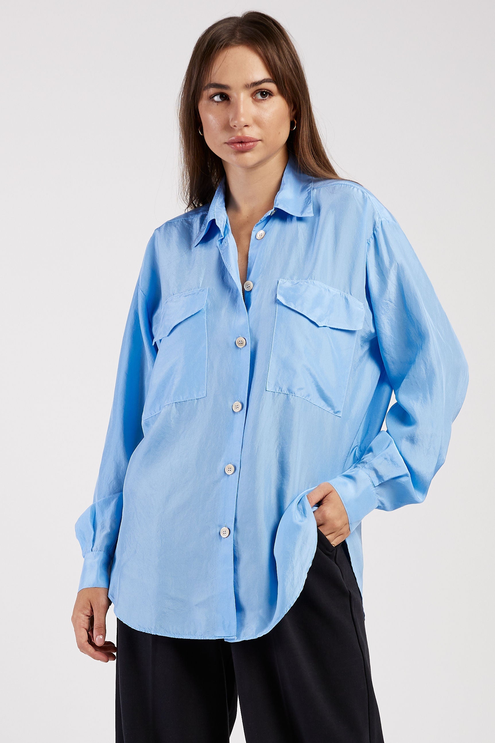 FORTE FORTE Habotai Silk Oversized Shirt