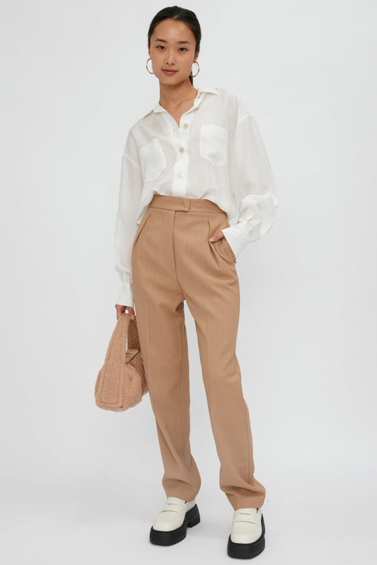 FORTE FORTE Habotai Silk Shirt in Bianco