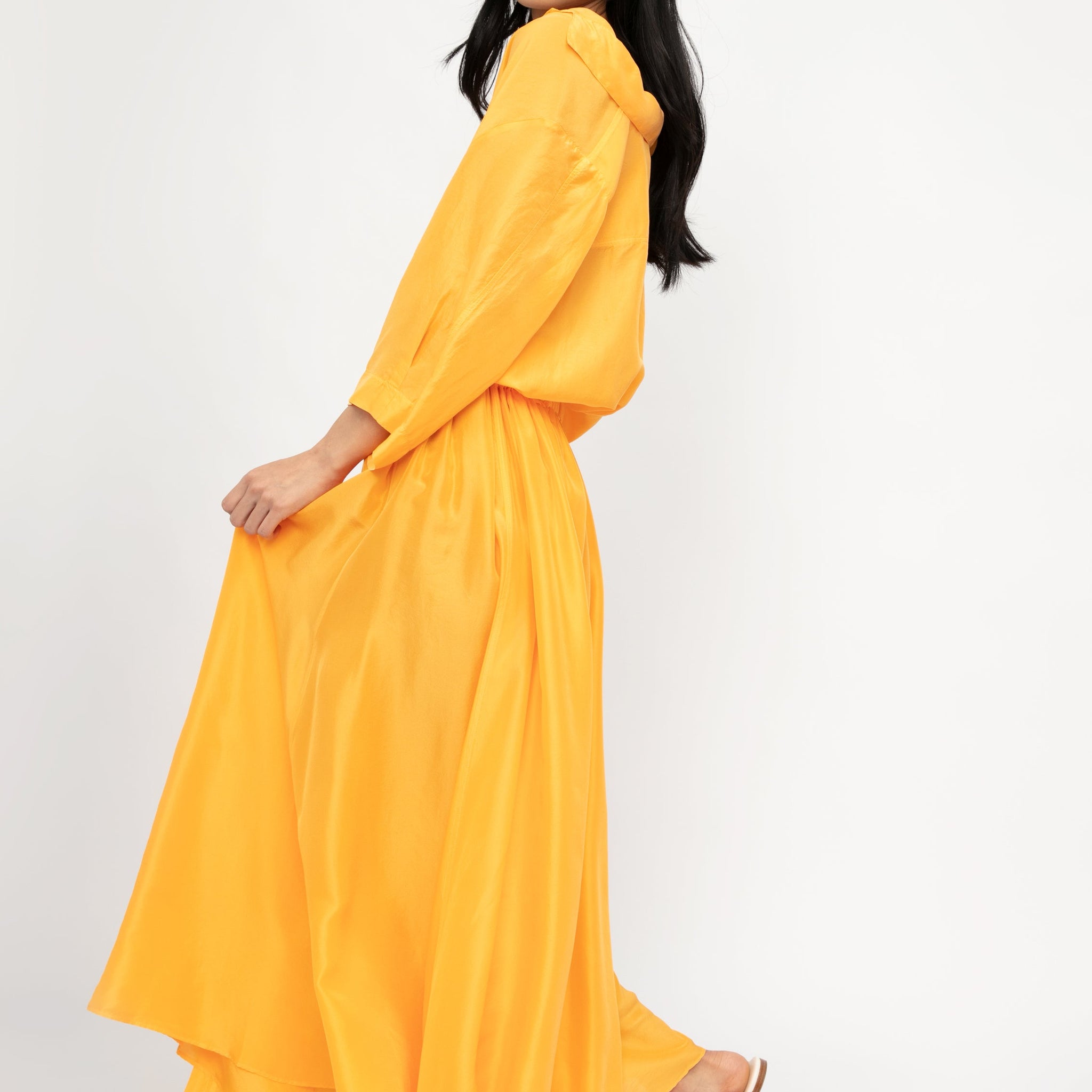 FORTE FORTE Habotai Silk Skirt in Sole