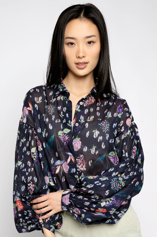 FORTE FORTE Happy Jungle Print Bohemian Shirt in Luna