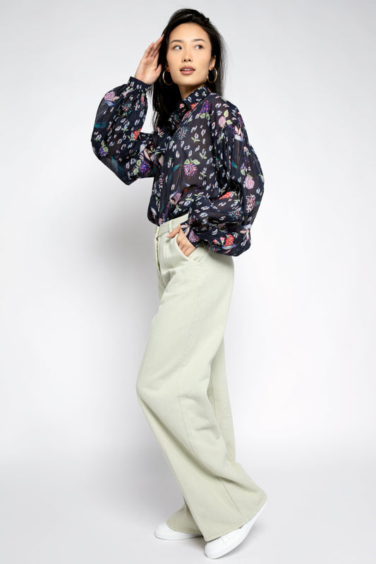 FORTE FORTE Happy Jungle Print Bohemian Shirt in Luna