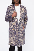 FORTE FORTE Jacquard Coat in Violet Animal Print