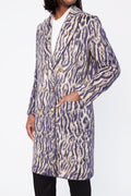 FORTE FORTE Jacquard Coat in Violet Animal Print
