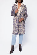 FORTE FORTE Jacquard Coat in Violet Animal Print