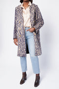 FORTE FORTE Jacquard Coat in Violet Animal Print