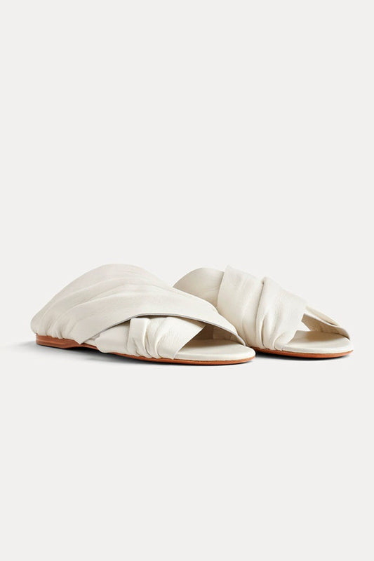 FORTE FORTE Leather Sandal Slide in Bianco