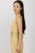 FORTE FORTE Linen Canvas Crossed Top in Gold