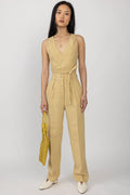 FORTE FORTE Linen Canvas High Waist Pant in Gold