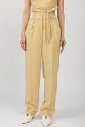 FORTE FORTE Linen Canvas High Waist Pant in Gold