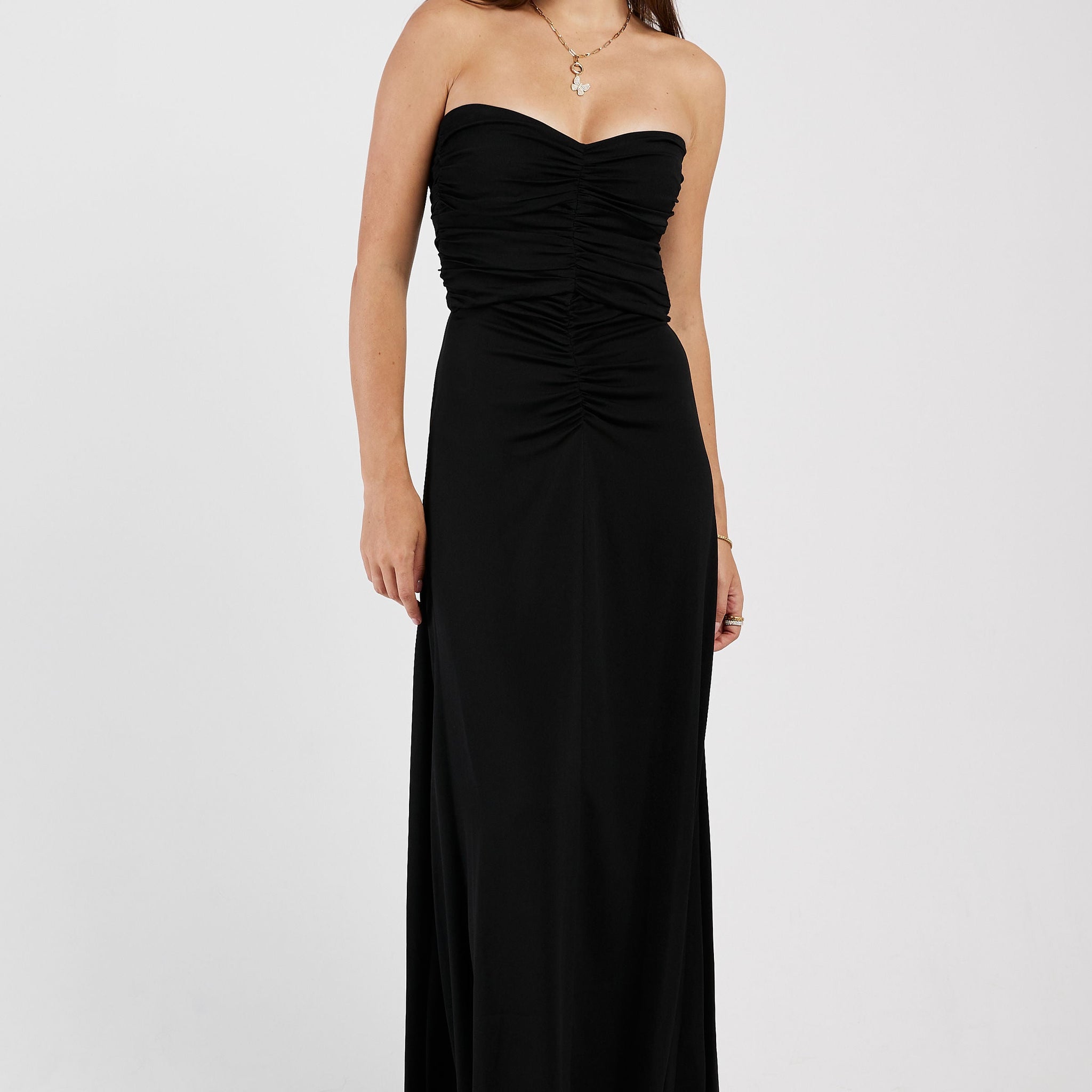FORTE FORTE Marocain Crepe Bustier Dress in Noir