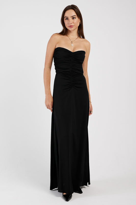 FORTE FORTE Marocain Crepe Bustier Dress in Noir