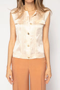 FORTE FORTE Marocain Satin Denim Cut Top in Ivory
