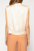 FORTE FORTE Marocain Satin Denim Cut Top in Ivory