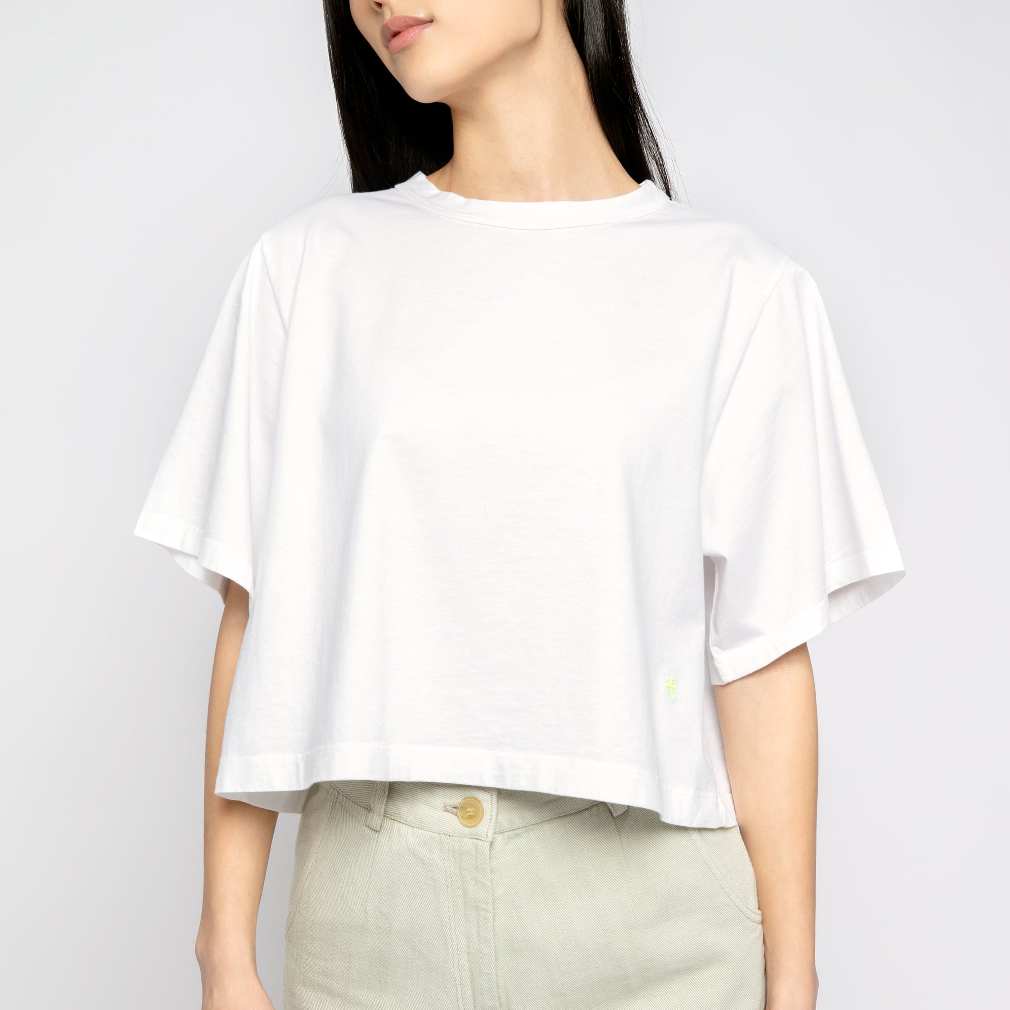 FORTE FORTE Oversized Cropped T-Shirt in Bianco