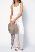 FORTE FORTE Plissé Satin Jacquard Pants in Perla