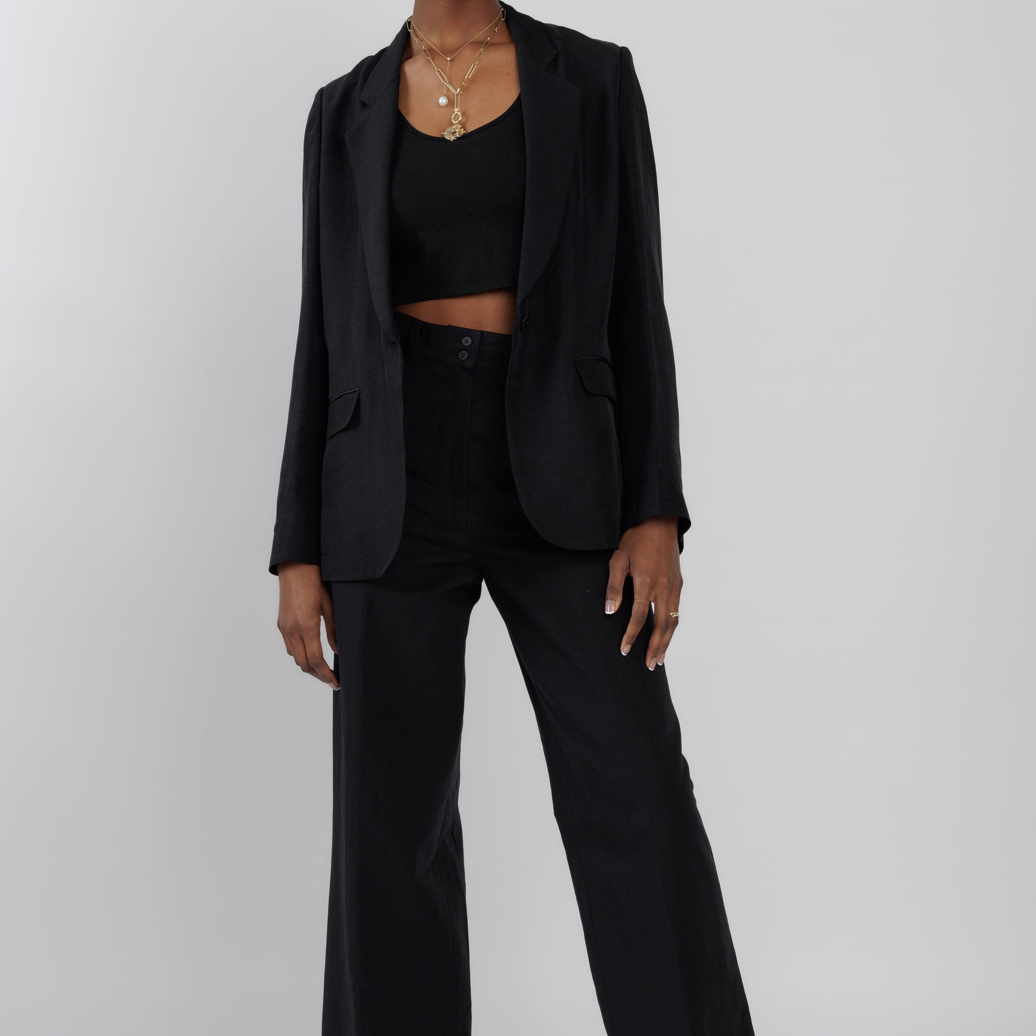 FORTE FORTE Ripstop Viscose Blazer Jacket in Black