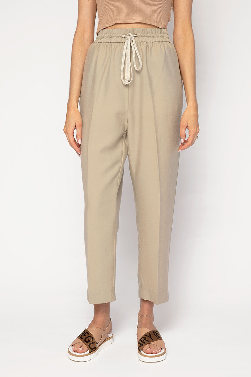 FORTE FORTE Sand-Washed Drawstring Pants in Khaki