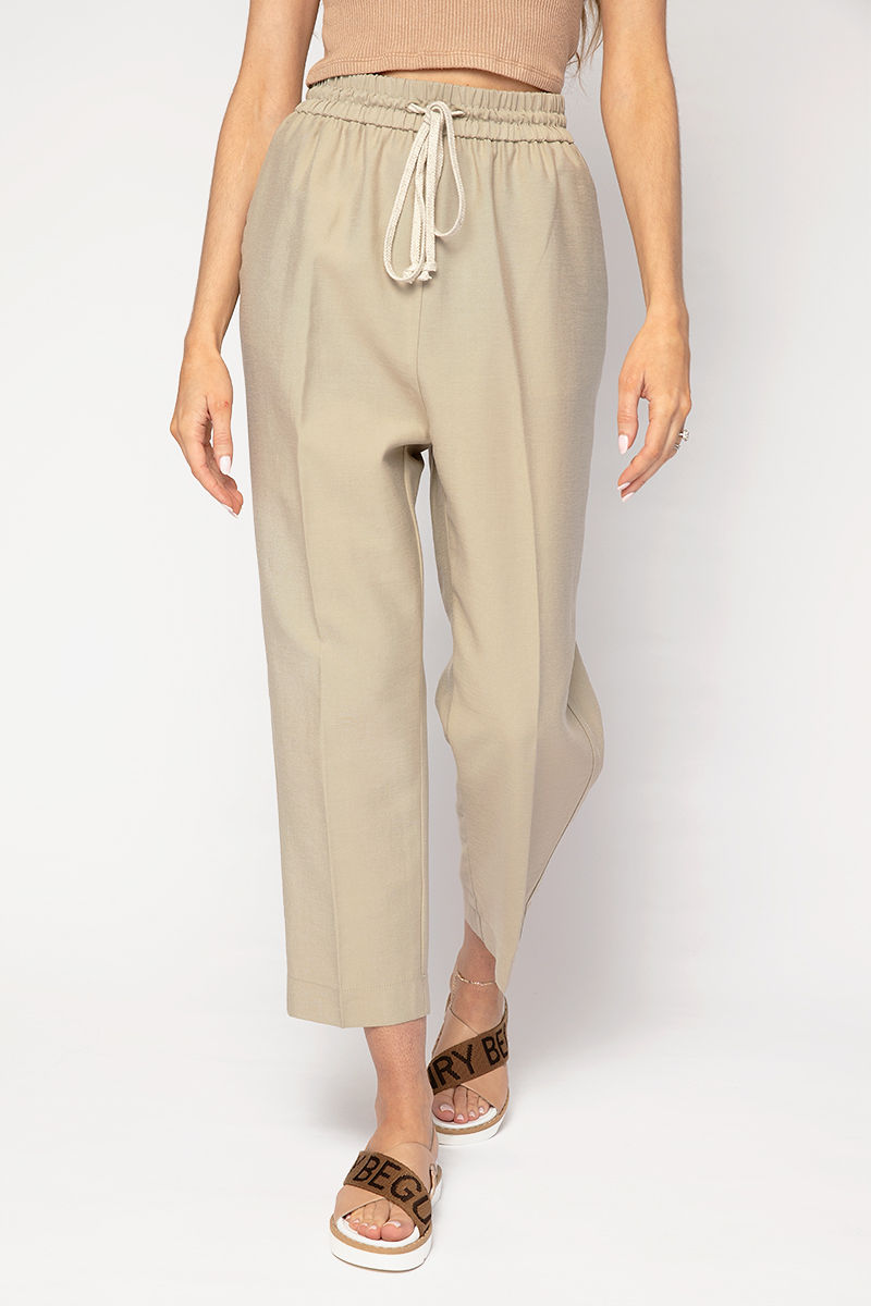 FORTE FORTE Sand-Washed Drawstring Pants in Khaki