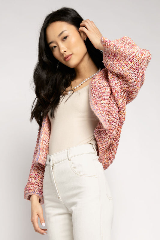 FORTE FORTE Short Crochet Cardigan in Orange Multi