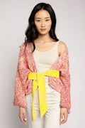 FORTE FORTE Short Crochet Cardigan in Orange Multi