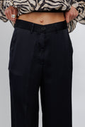 FORTE FORTE Stretch Silk Pant in Noir