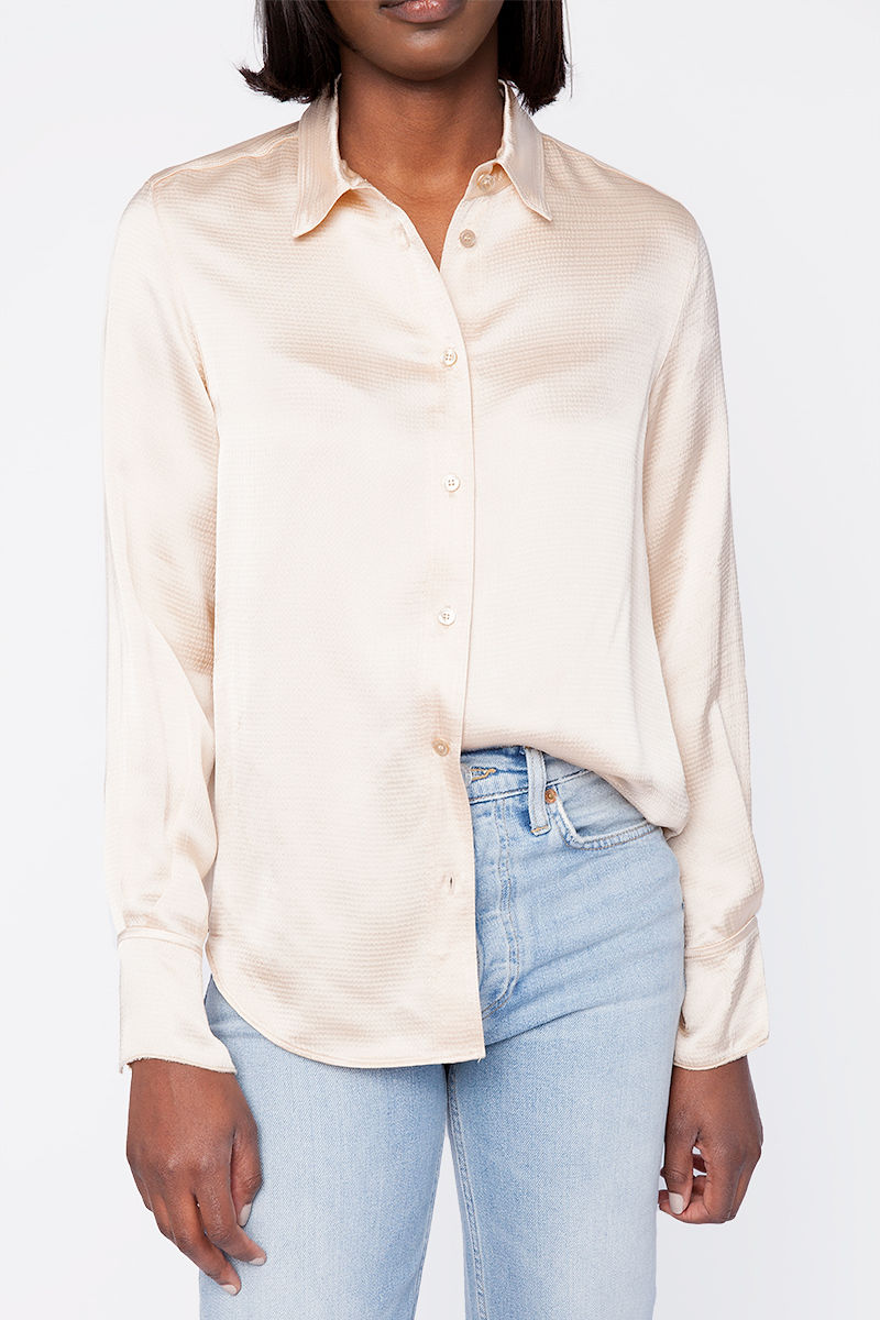 FORTE FORTE Viscose Satin Shirt in Avorio