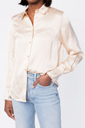 FORTE FORTE Viscose Satin Shirt in Avorio