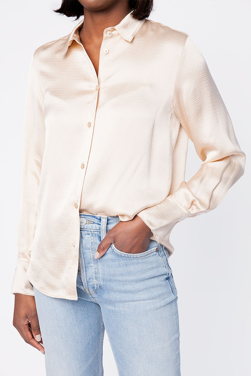 FORTE FORTE Viscose Satin Shirt in Avorio