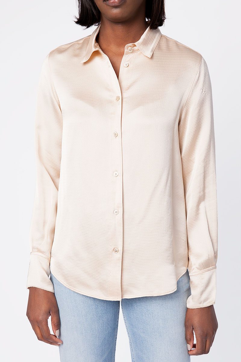 FORTE FORTE Viscose Satin Shirt in Avorio