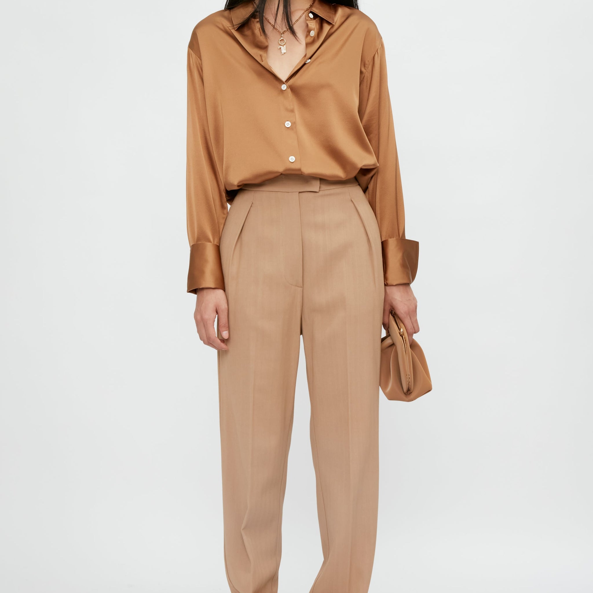 FORTE FORTE Viscose Wool High Waist Pant in Ande