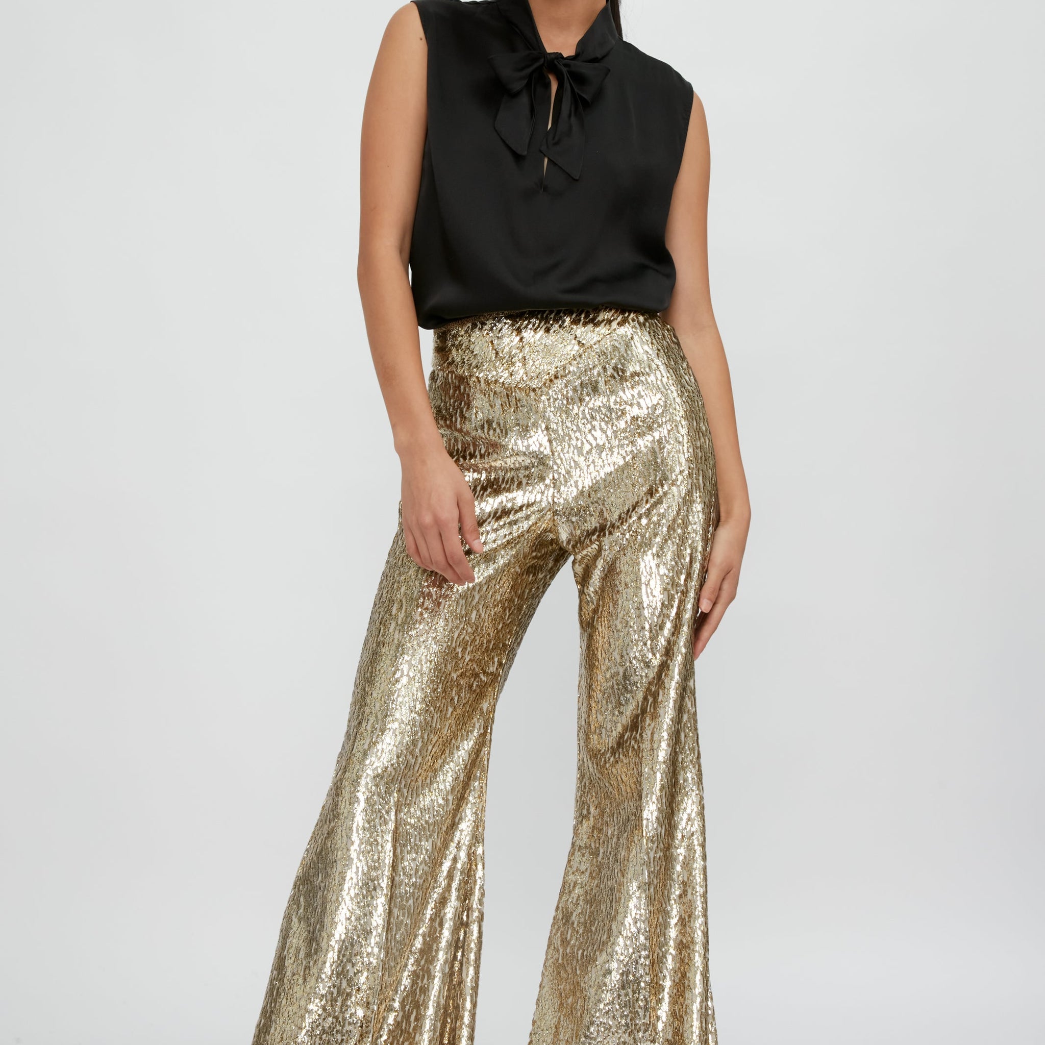 FORTE FORTE Encanto Lurex Velvet Flare Pant in Sol