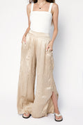 FRAME PJ Slit Pant in Pebble