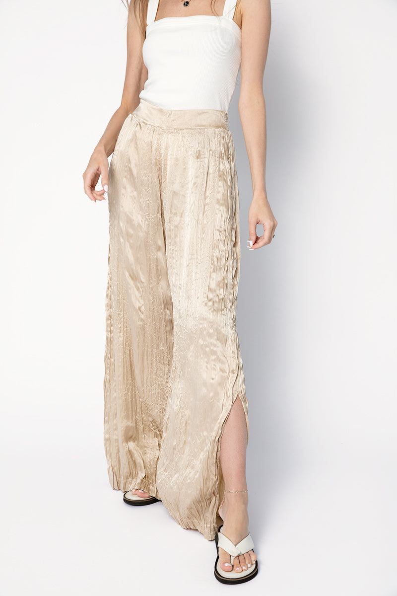 FRAME PJ Slit Pant in Pebble