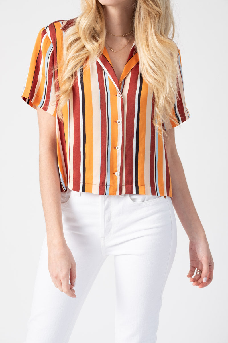FRAME Mini Short Sleeve Shirt in Sunrise Multi