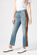 FRAME Le High Straight Leather Tux in Desmond