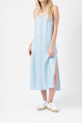 FRAME Midi Slip Dress in Soft Blue