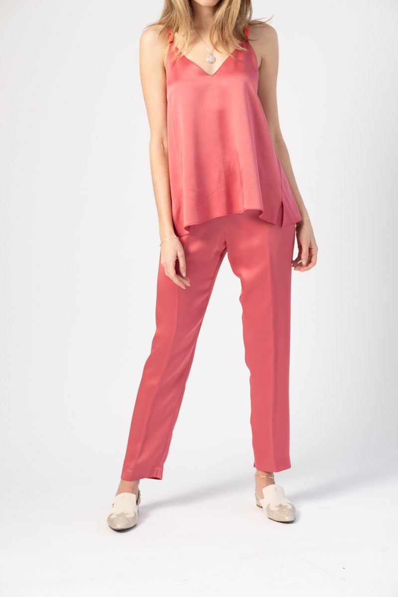 FORTE FORTE Envers Satin Crepe Top in Hibiscus