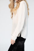 FORTE FORTE Velvet Turtleneck Top in Naturale