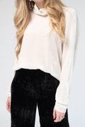 FORTE FORTE Velvet Turtleneck Top in Naturale