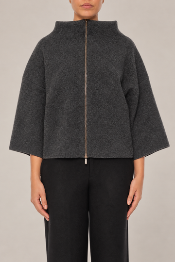 Cashmere Knit Jacket in Antracite