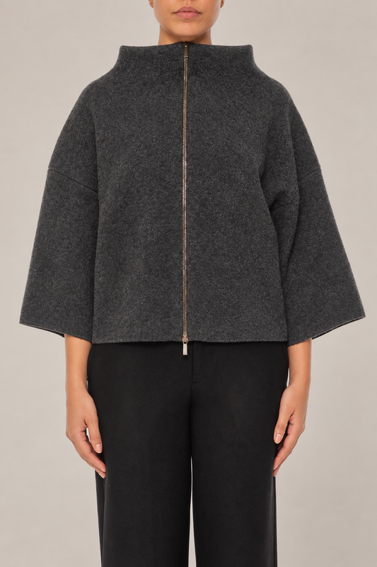 GENTRYPORTOFINO Cashmere Knit Jacket in Antracite