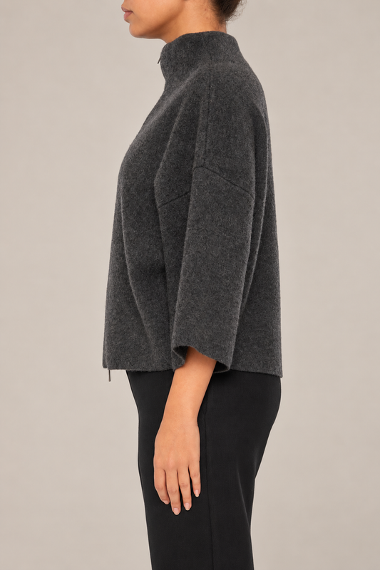 GENTRYPORTOFINO Cashmere Knit Jacket in Antracite