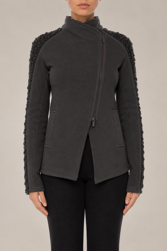 GENTRYPORTOFINO Cotton Knit Jacket in Dark Dust