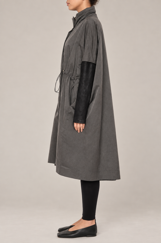 GENTRYPORTOFINO Leather Cotton Woven Trench Coat in Lavagna