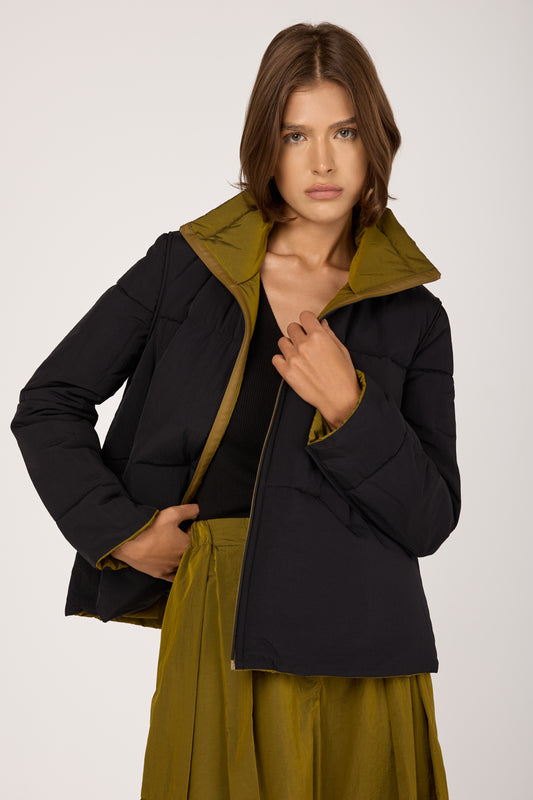 Reversible Puffer Coat in Oliva