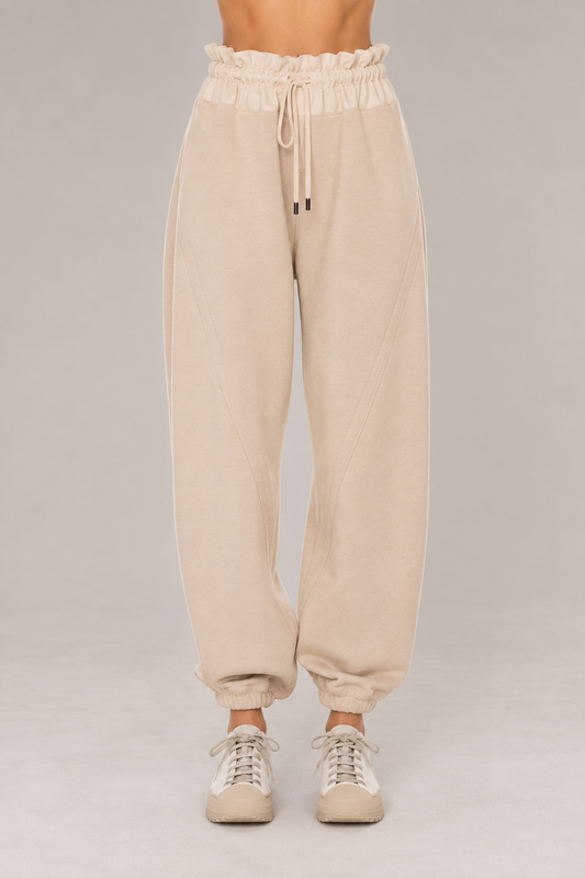 GENTRYPORTOFINO Wool Cotton Knit Pant in Ecru and Beige
