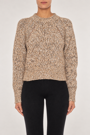 Wool Knit Sweater in Cammello and Nero